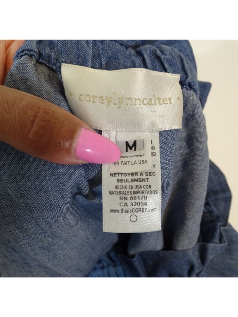 Corey Lynn Calter Women Blue Off Shoulder A-line Dress Size M Chambray Denim - Picture 5 of 8